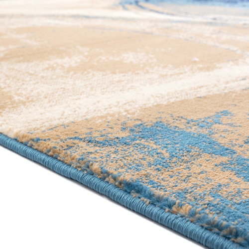 Wrought Studio Bellicent Abstract Blue/Biege Area Rug & Reviews Wayfair